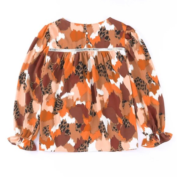 Abstract Printed Long Sleeve Blouse - Picture 5 of 11